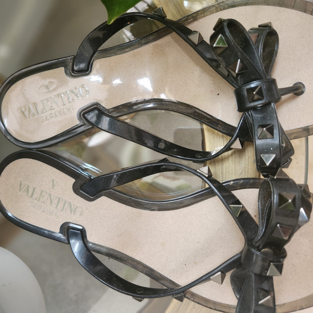 Valentino Black Studded Sandals